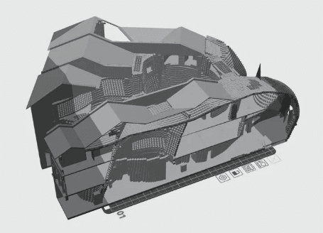 3D model of a Singapore shophouse open in slicing software